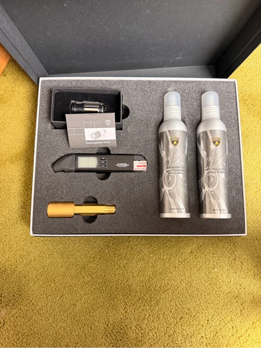 Lamborghini Black Accessories Box with Gold Emblem